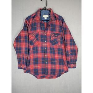 Vtg Trails End Acrylic Flannel Shirt Mens Medium Red Plaid Grunge 80s